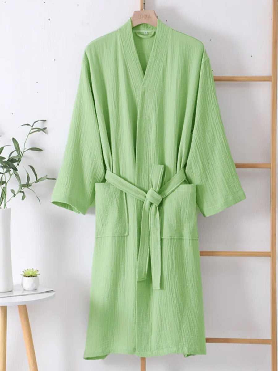 Cotton Double-Layer Crinkle Gauze Robe