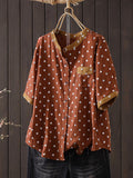 Plus Size Women Summer Artsy Dot Cotton Blouse