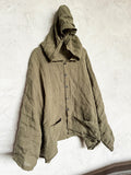 Plus Size Women Summer Vintage Linen Solid Button-up Hooded Shirt