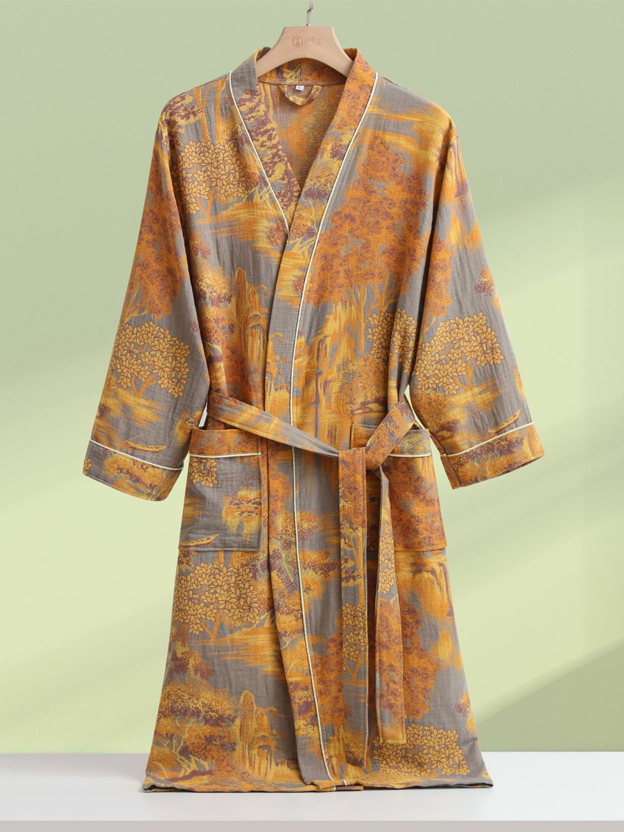 Deep Forest Cotton Gauze Bathrobe