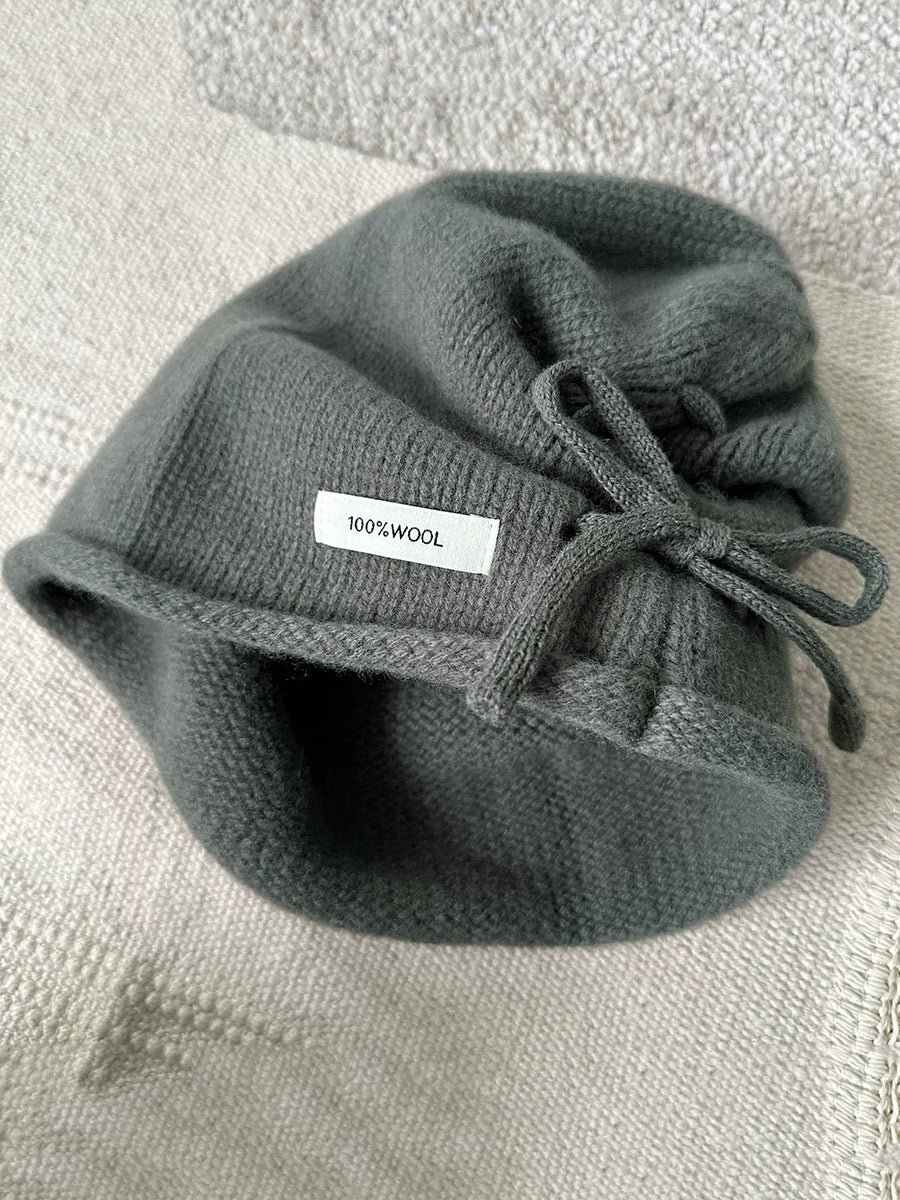 Women Winter Pure Color Rope Knitteed Hat