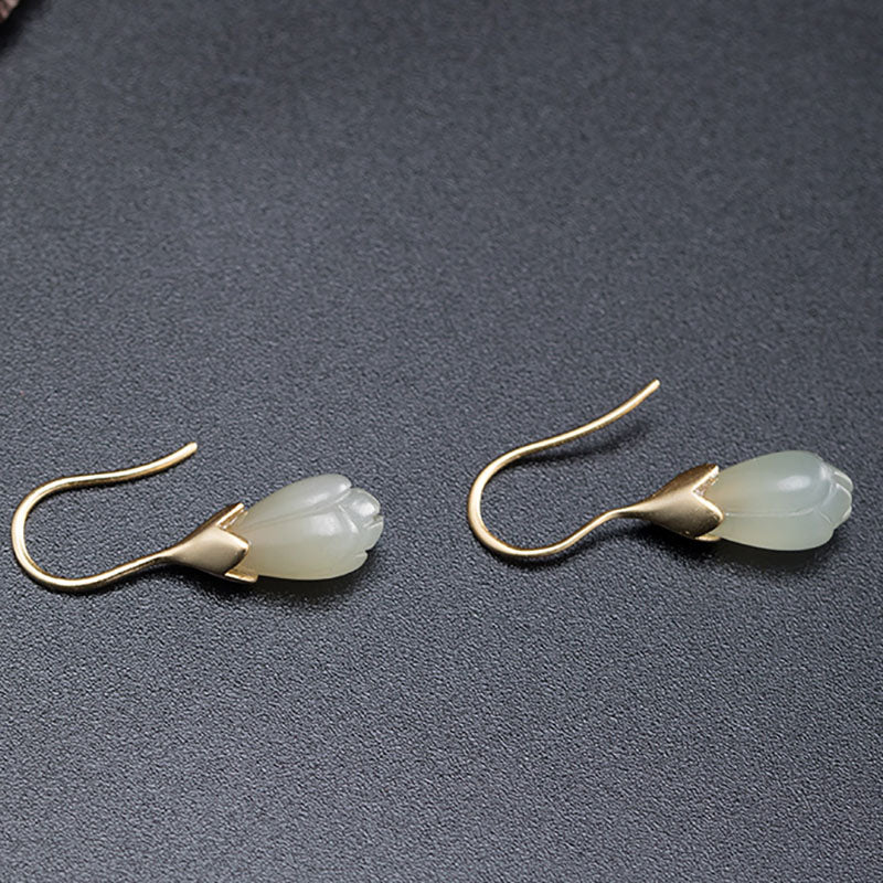 Retro Women Orchid Jade Earrings