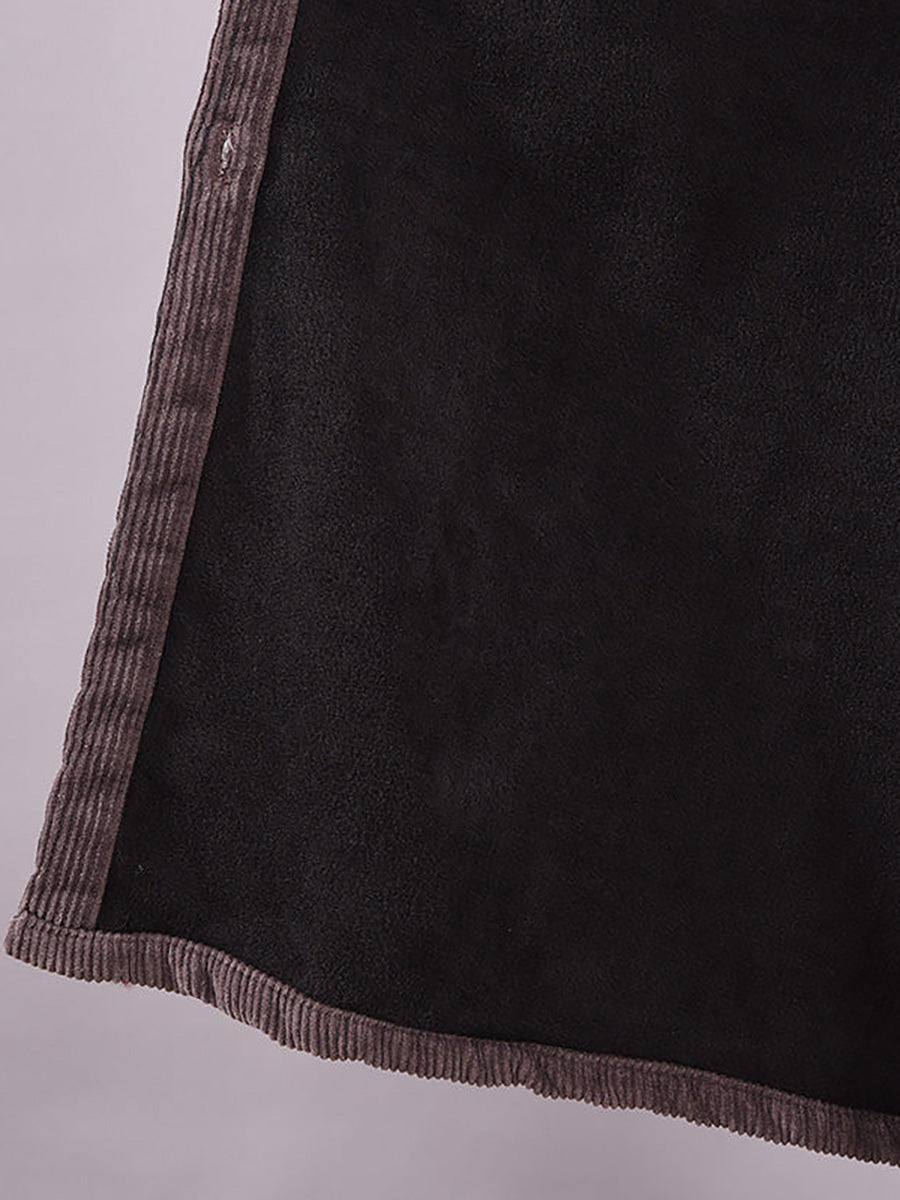 Plus Size Winter Thicken Warm Corduroy Dress Coat