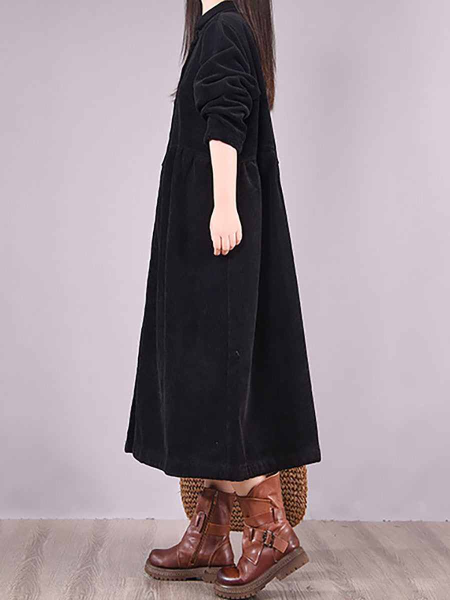 Plus Size Winter Thicken Warm Corduroy Dress Coat