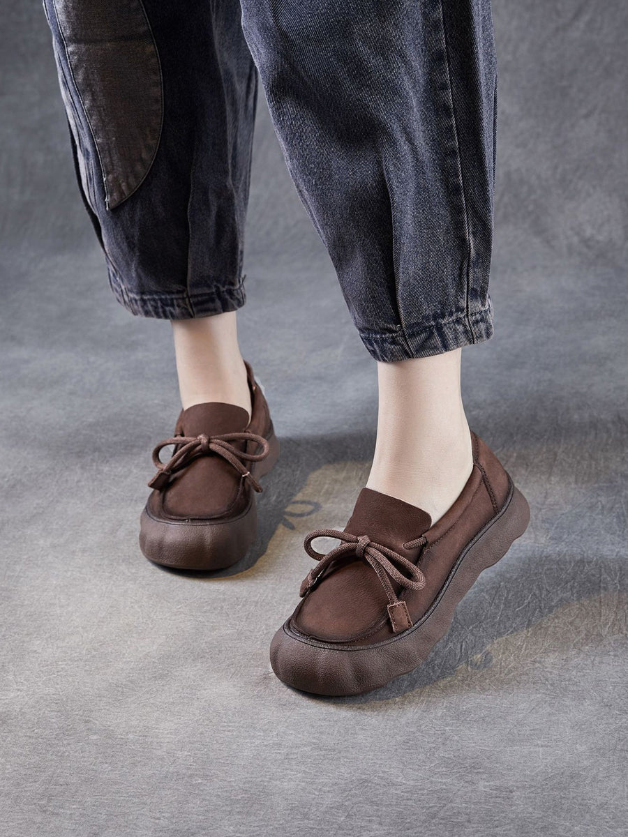 Women Vintage Genuine Leather Strap Flat Shoes