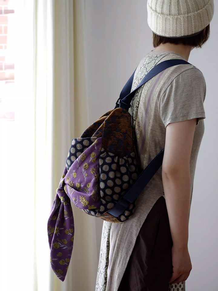 Women Retro Patchwork Multifunction Backpack/ Shoulder Bag