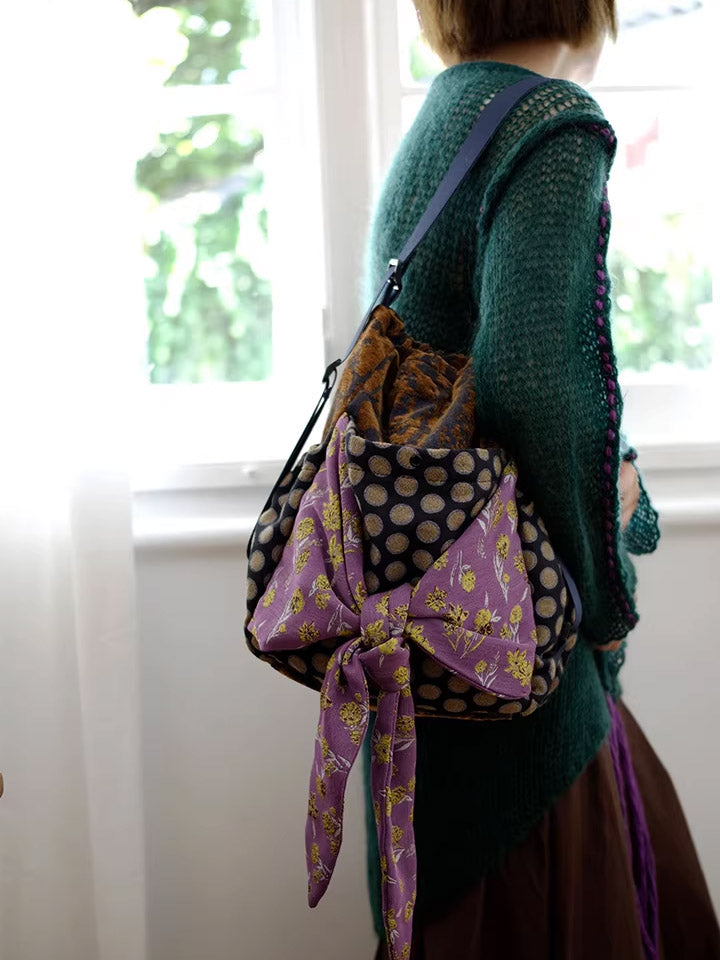 Women Retro Patchwork Multifunction Backpack/ Shoulder Bag