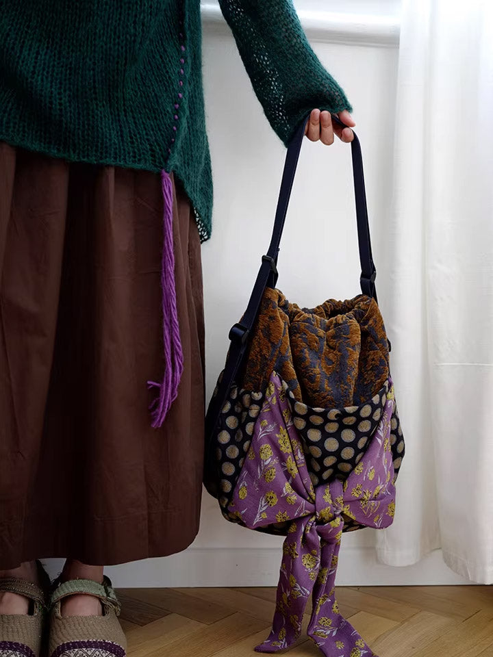Women Retro Patchwork Multifunction Backpack/ Shoulder Bag
