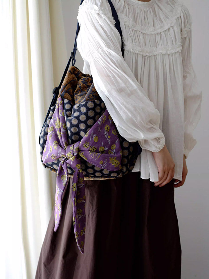 Women Retro Patchwork Multifunction Backpack/ Shoulder Bag