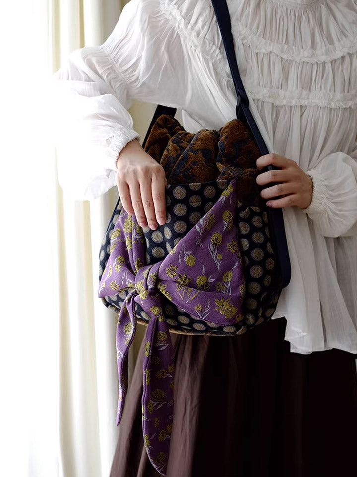 Women Retro Patchwork Multifunction Backpack/ Shoulder Bag