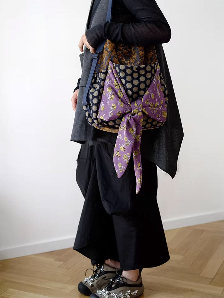 Women Retro Patchwork Multifunction Backpack/ Shoulder Bag