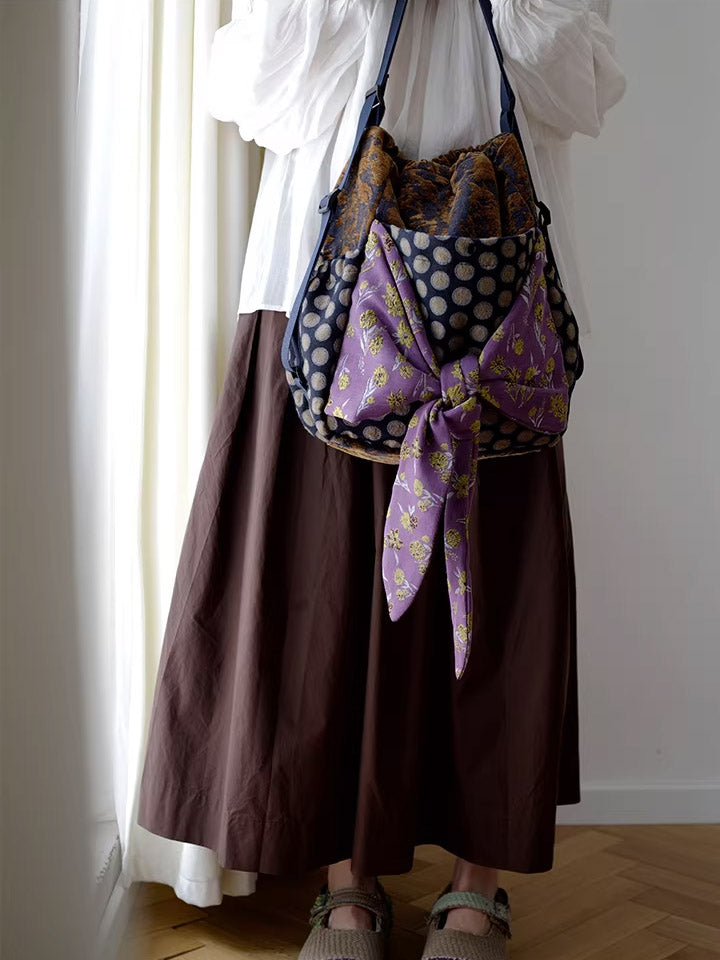 Women Retro Patchwork Multifunction Backpack/ Shoulder Bag