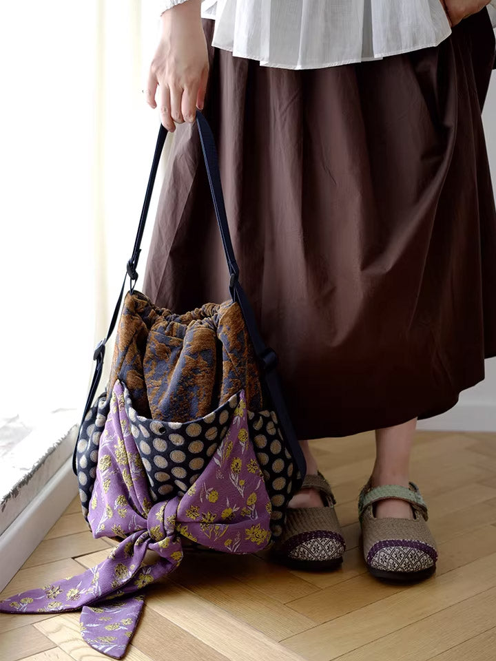 Women Retro Patchwork Multifunction Backpack/ Shoulder Bag