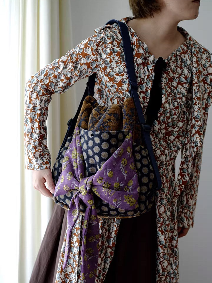 Women Retro Patchwork Multifunction Backpack/ Shoulder Bag