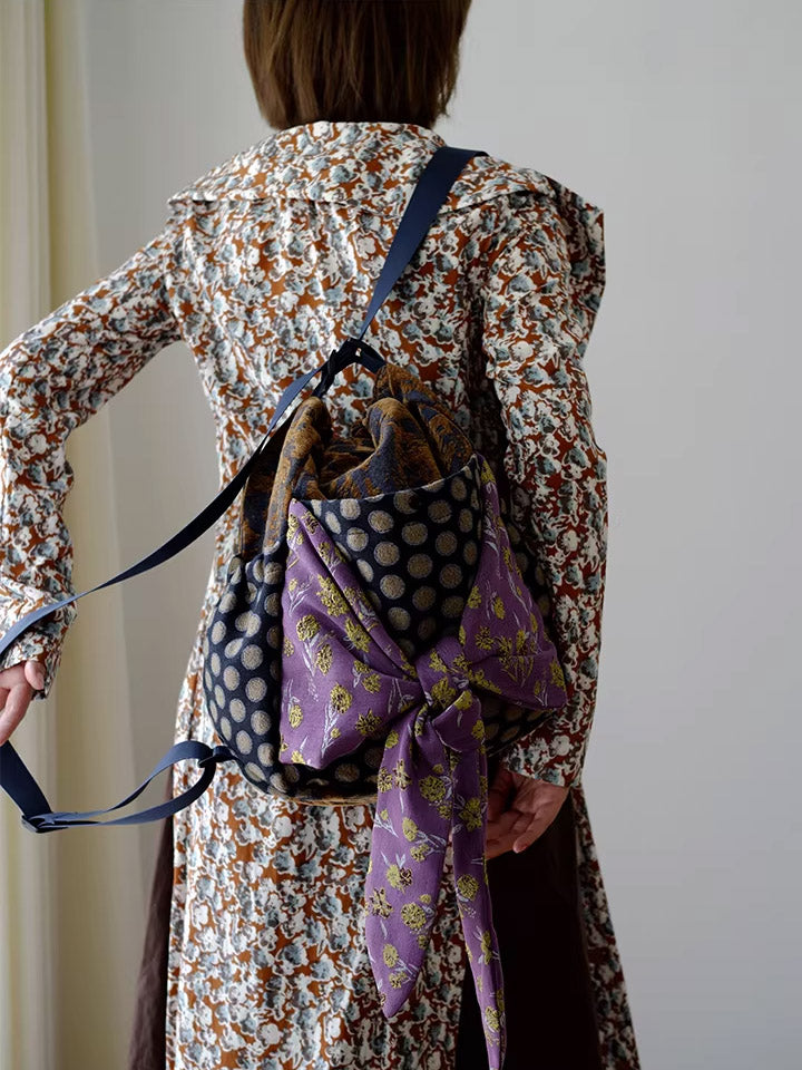 Women Retro Patchwork Multifunction Backpack/ Shoulder Bag
