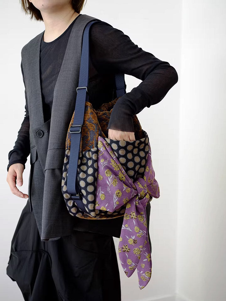 Women Retro Patchwork Multifunction Backpack/ Shoulder Bag