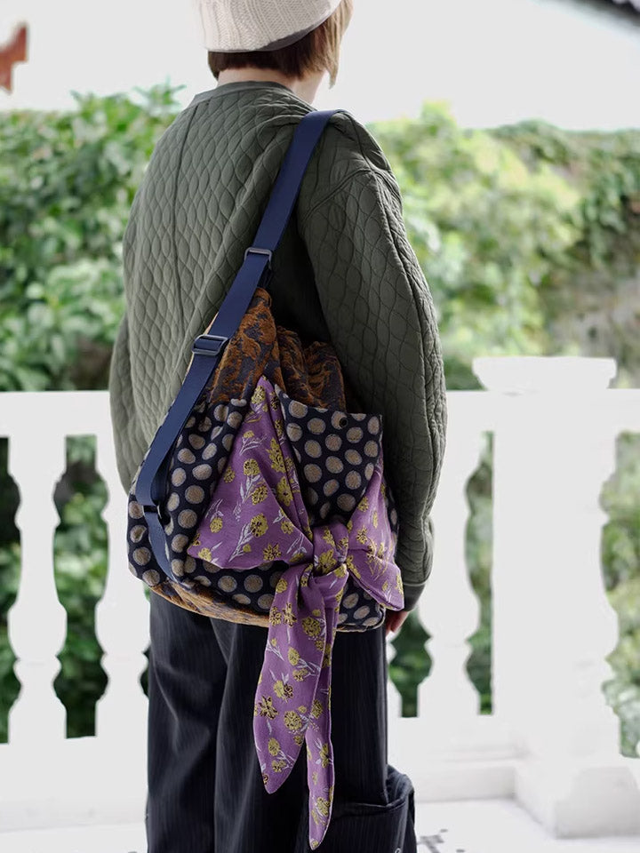 Women Retro Patchwork Multifunction Backpack/ Shoulder Bag