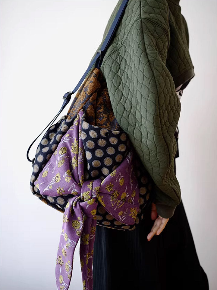Women Retro Patchwork Multifunction Backpack/ Shoulder Bag