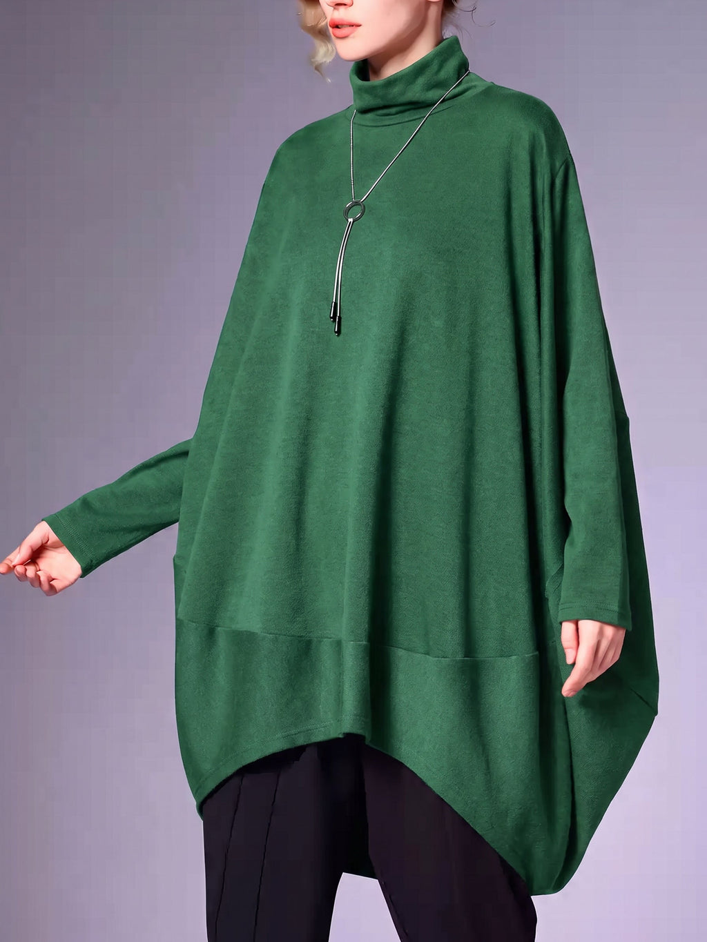 Plus Size Women Winter Casual Solid Long Sleeve Turtleneck Dress