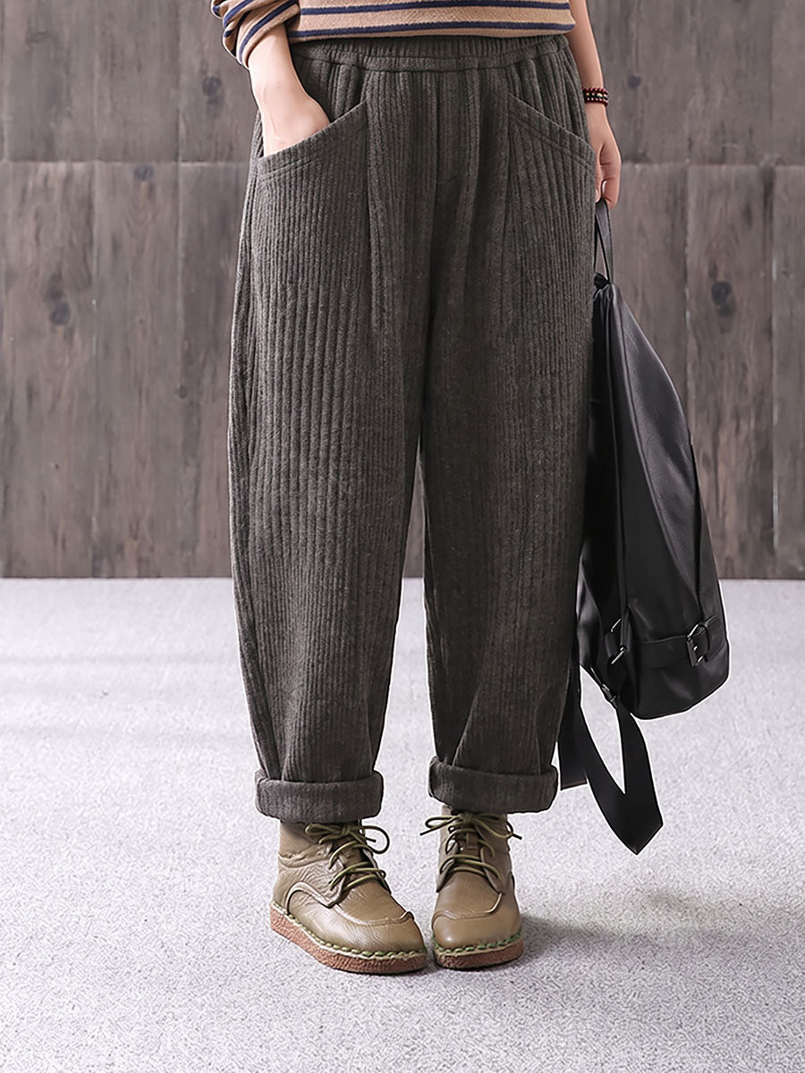 Plus Size Winter Casual Solid Color Harem Pants