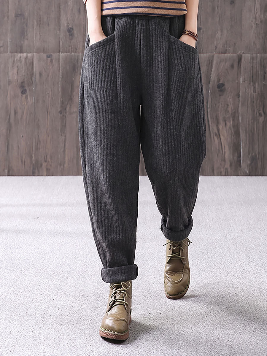 Plus Size Winter Casual Solid Color Harem Pants