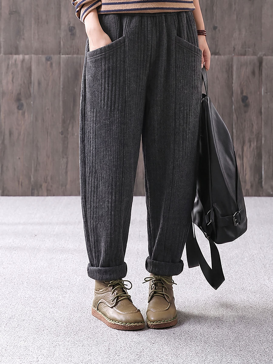Plus Size Winter Casual Solid Color Harem Pants