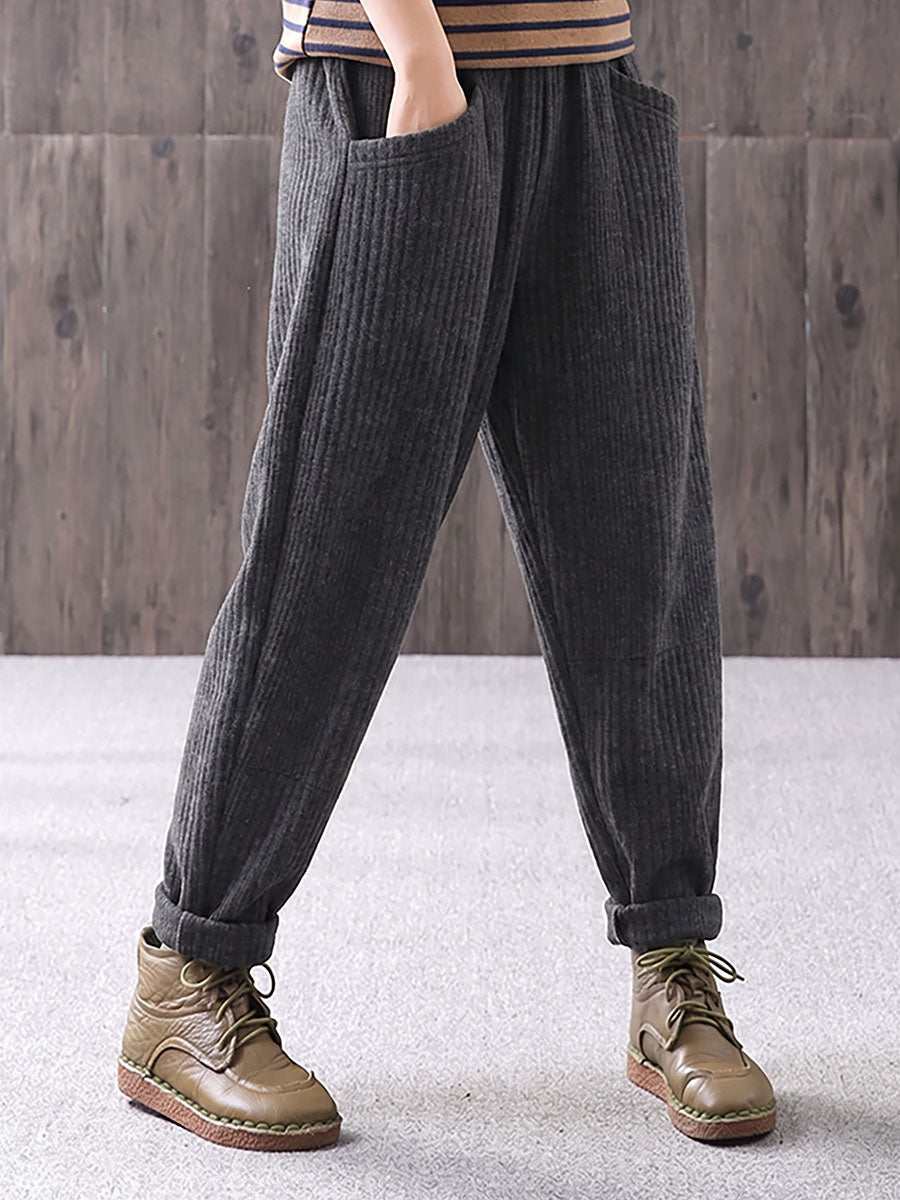 Plus Size Winter Casual Solid Color Harem Pants