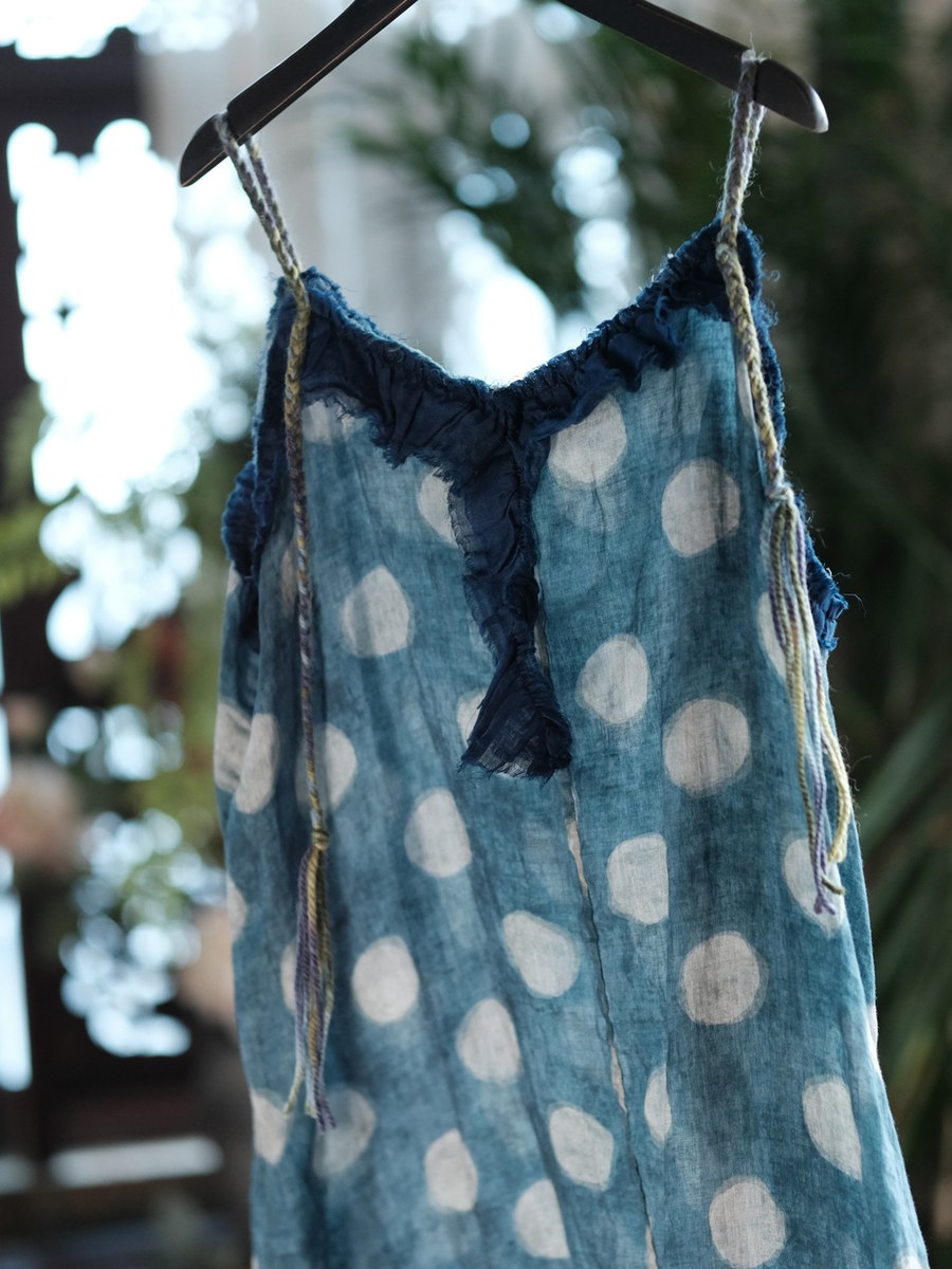 Women Summer Polka Dot Vintage V_neck Linen Maxi Dress