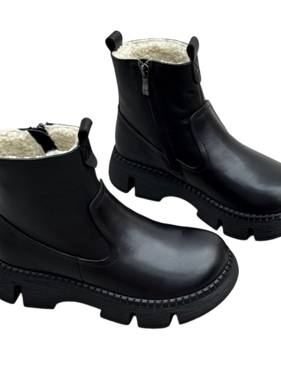 Women Winter Genuine Leather Sheepskin-Lined Warm Snow Boots