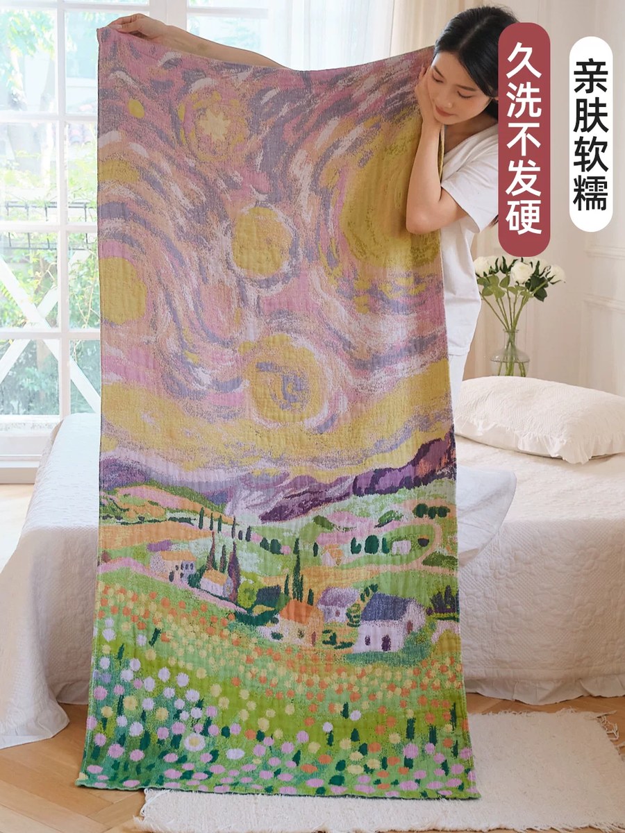 100% Cotton 4-Layer Gauze Blanket – Quick-Dry Large Towel for Home
