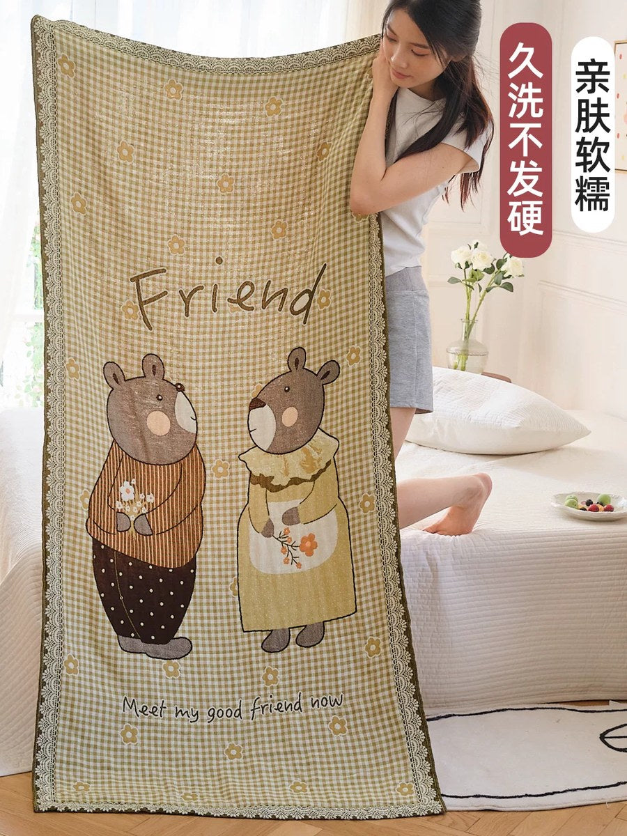 100% Cotton 4-Layer Gauze Blanket – Quick-Dry Large Towel for Home