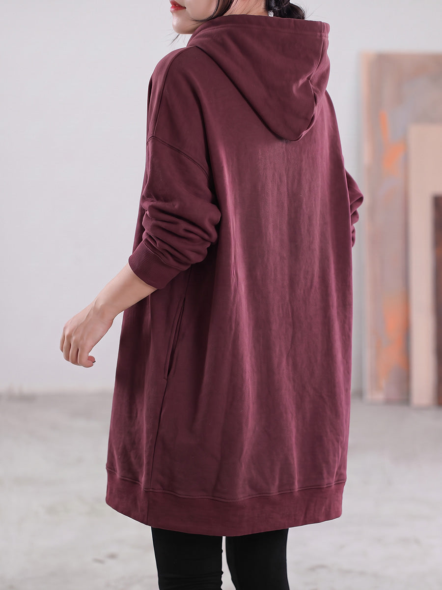 Plus Size Women Floral Printed Loose Mid-Length Sweatshirt