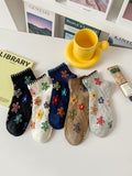 5 Pairs Mesh Breathable Cotton Floral Socks