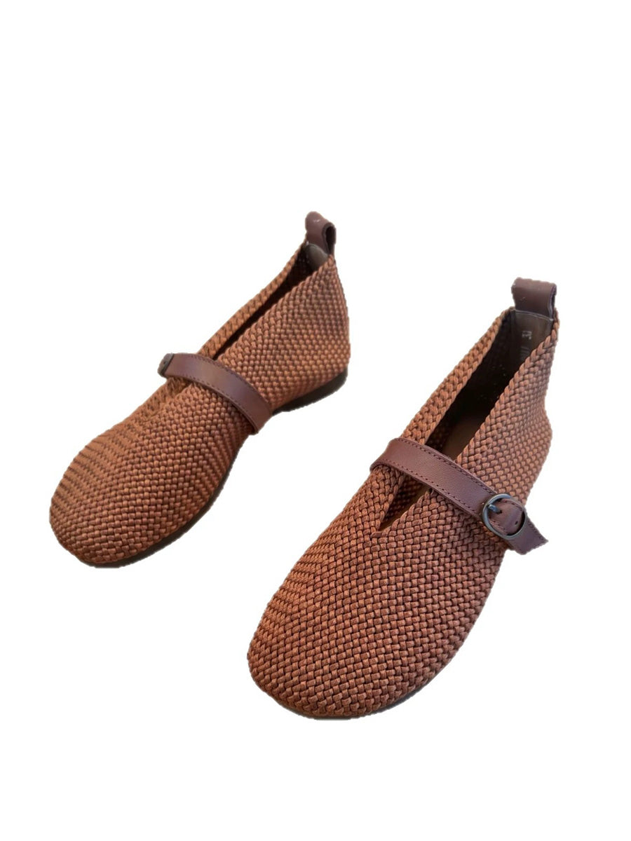 Women Comfort Breathable Linen Woven Slip-on Flats