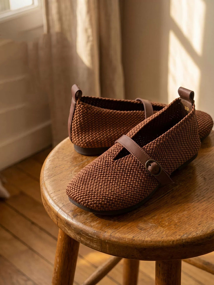 Women Comfort Breathable Linen Woven Slip-on Flats