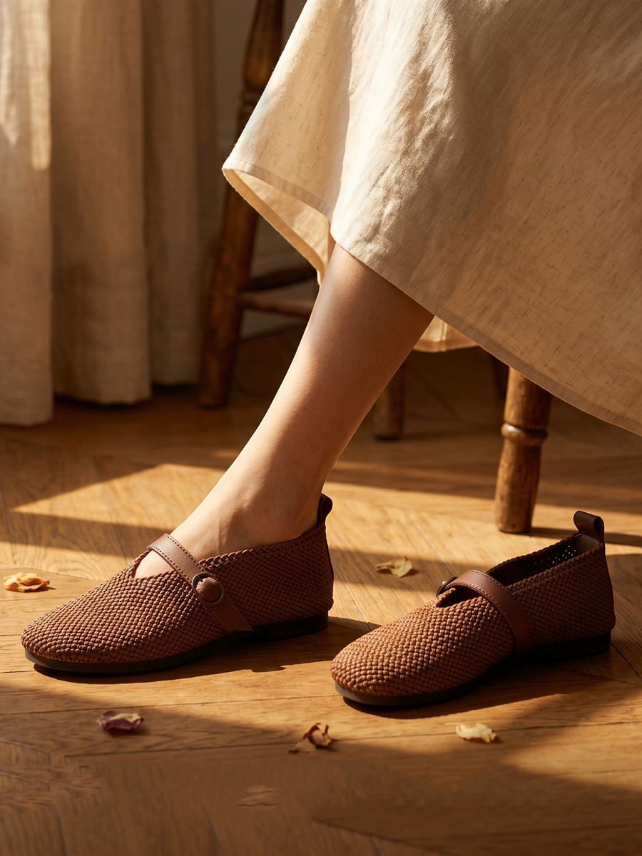 Women Comfort Breathable Linen Woven Slip-on Flats
