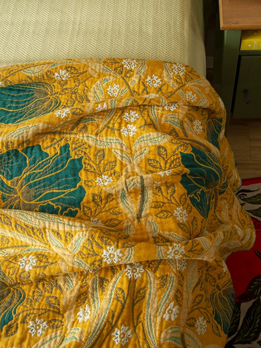Country Style Reversible Floral All Season Cotton Throw Blanket