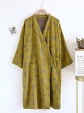 Plus Size Vintage Jacquard Lightweight 100% Cotton Gauze Lounge Robe