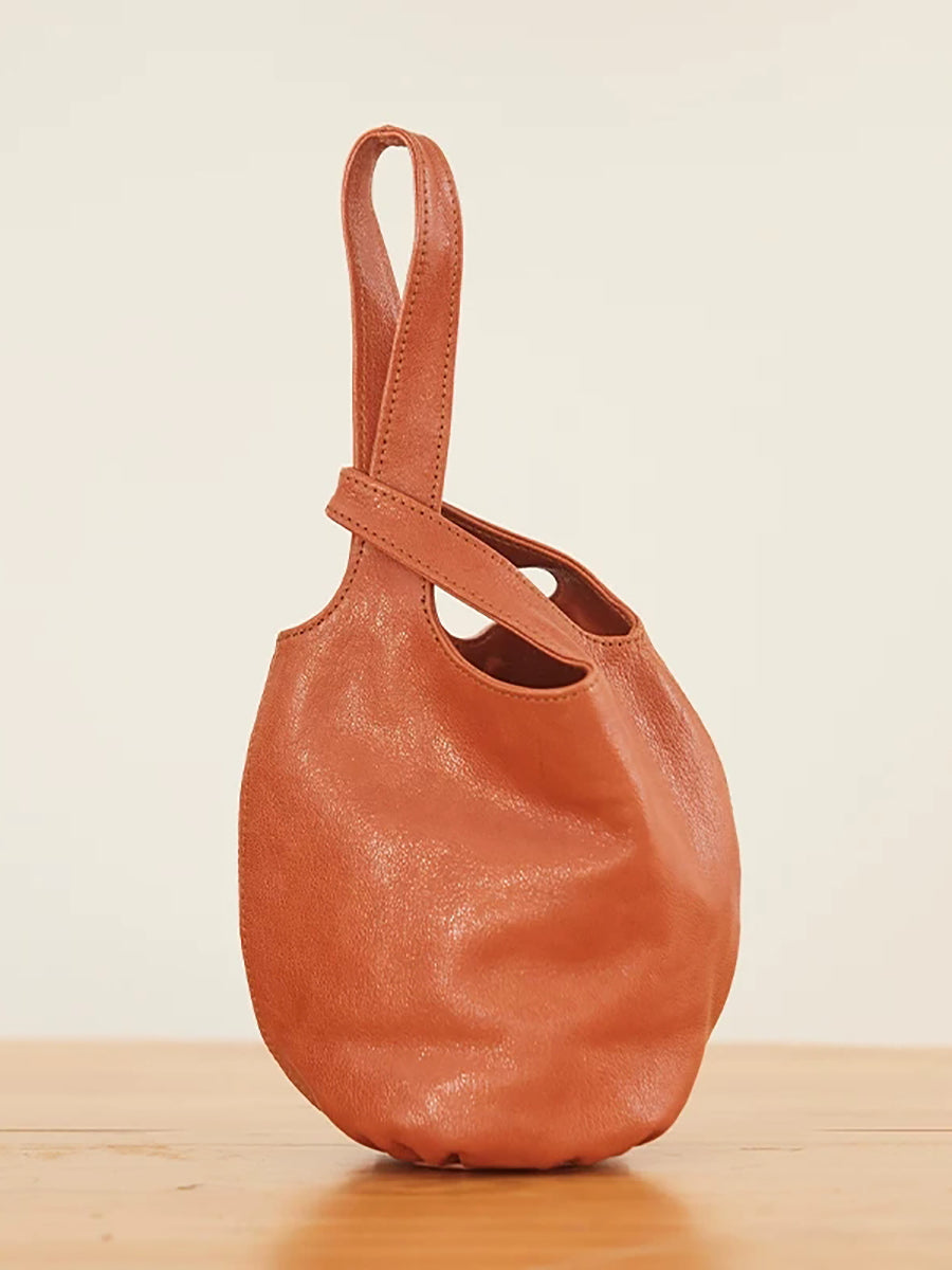 Casual Minimalist Leather Bucket Bag