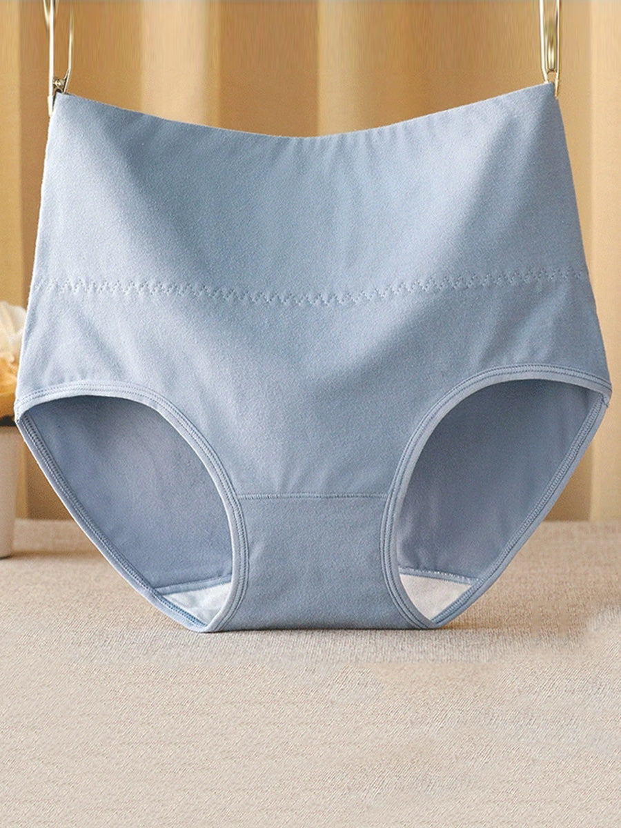 6 Pieces High-Waisted Tummy Control Cotton Solid Underwear