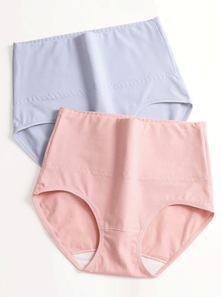 6 Pieces High-Waisted Tummy Control Cotton Solid Underwear