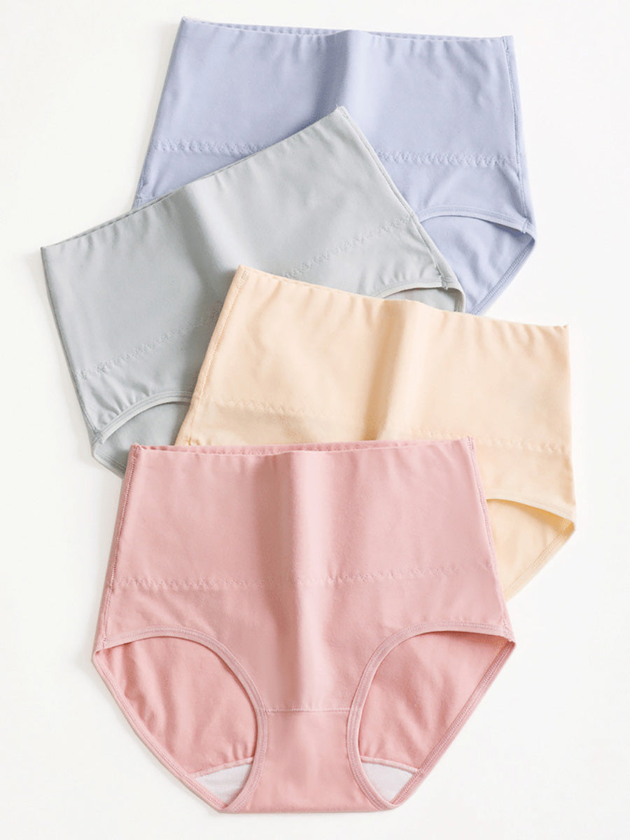 6 Pieces High-Waisted Tummy Control Cotton Solid Underwear