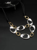 Geometric Two-Tone Metal Pendant Necklace