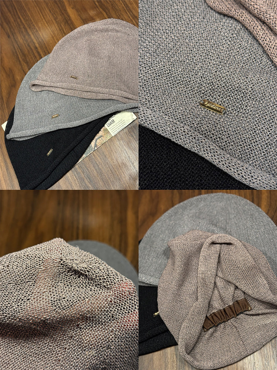 Women Summer Casual Linen Hollow Slouchy Beanie