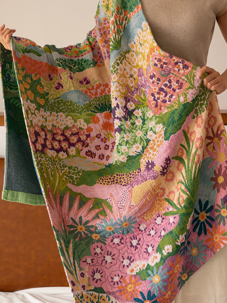 100% Cotton Yarn-Dyed Jacquard Floral Bath Towel