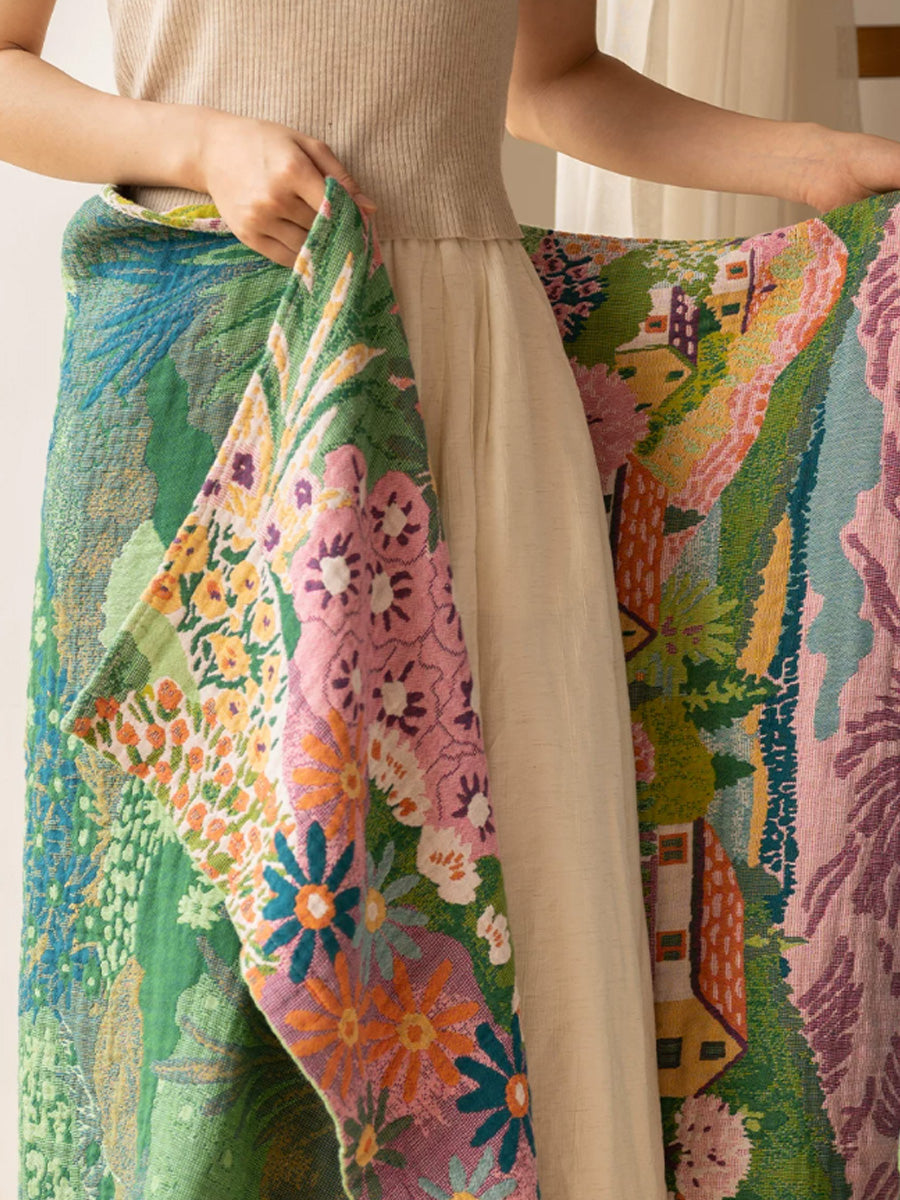 100% Cotton Yarn-Dyed Jacquard Floral Bath Towel