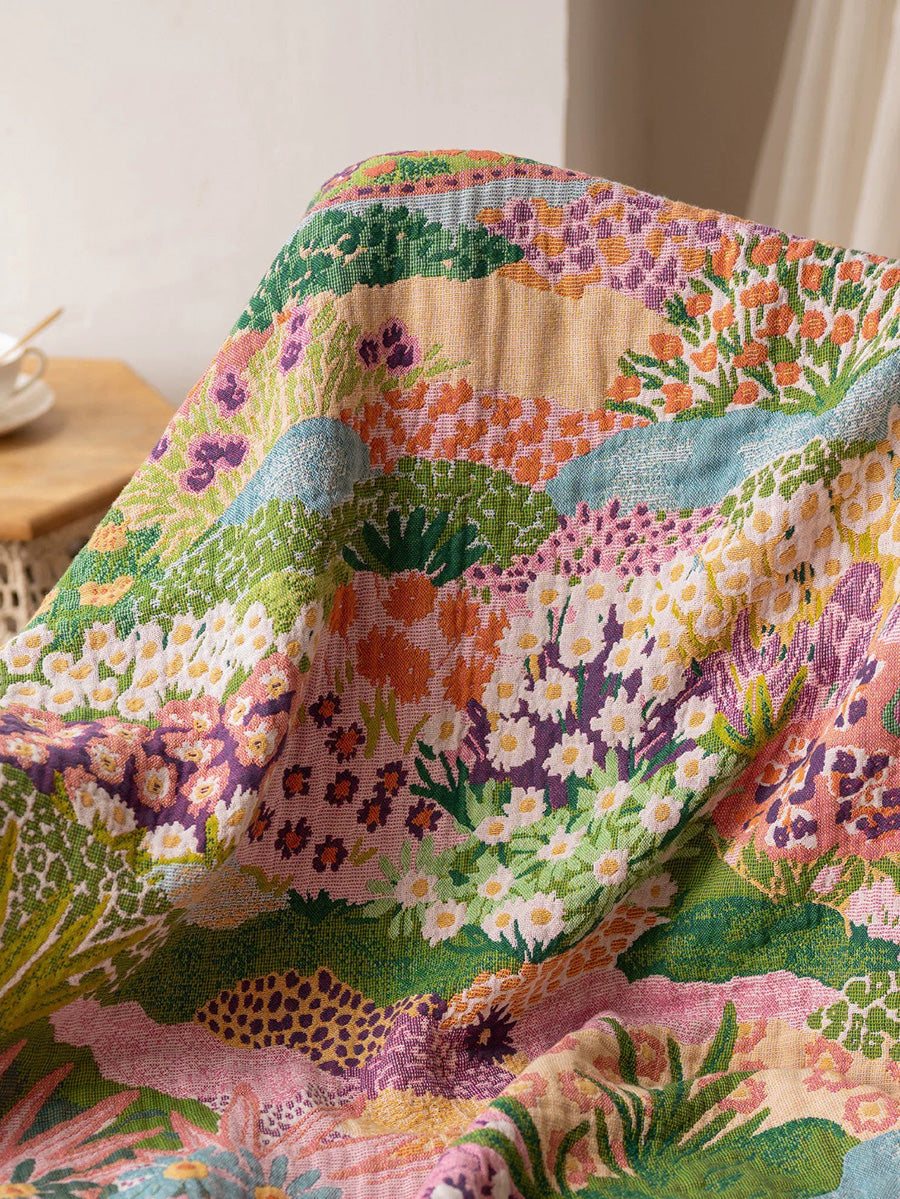100% Cotton Yarn-Dyed Jacquard Floral Bath Towel