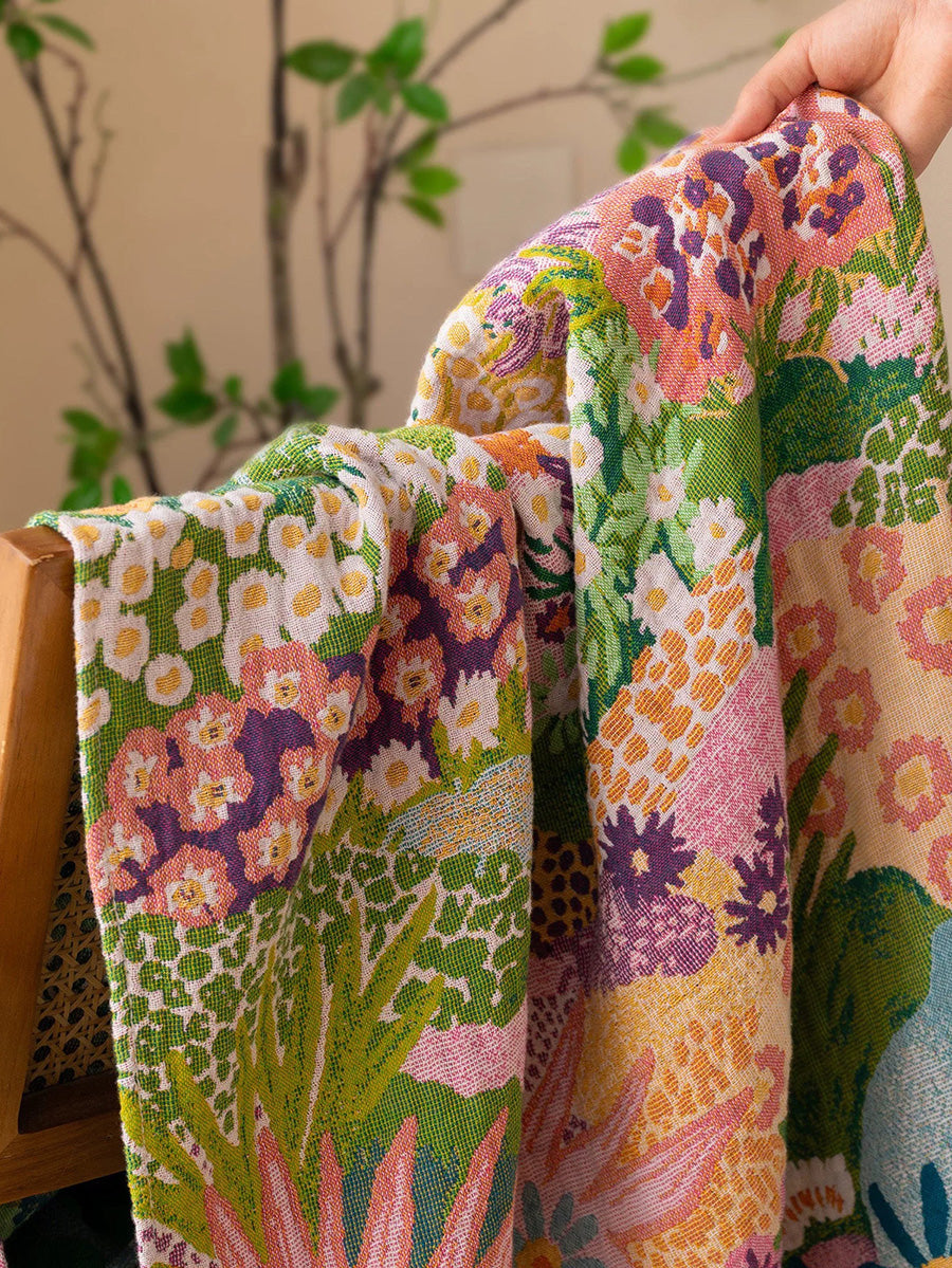 100% Cotton Yarn-Dyed Jacquard Floral Bath Towel