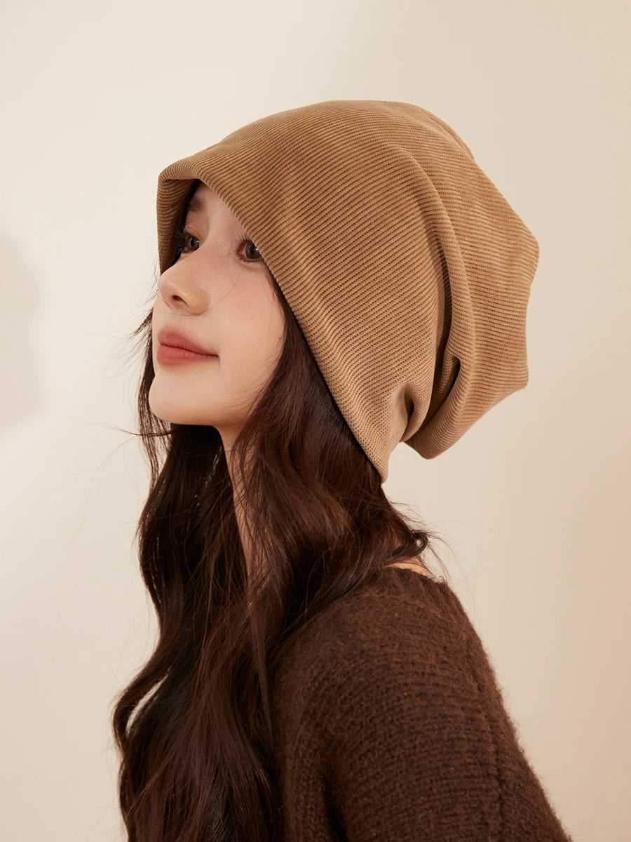 Women Corduroy Slouchy Beanie – Relaxed Vintage Versatile Hat