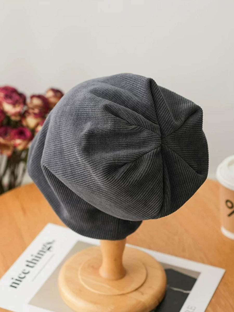 Women Corduroy Slouchy Beanie – Relaxed Vintage Versatile Hat